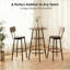Ensemble de table de bar et de chaises rondes 3 pièces, petite table de salle à manger avec tablette de rangement à 2 niveaux et 2 tabourets de bar rembourrés