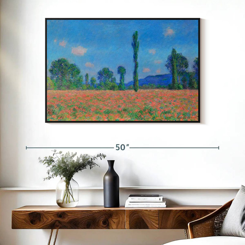 Champ de coquelicots, Giverny, 1891, Cadre flottant noir, 40 po x 27 po
