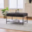 Footstool with Wooden Open Storage Shelf-1900434550