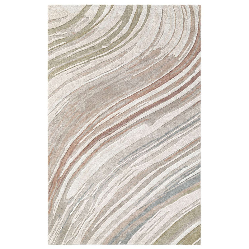 Alcove Rug: Modernist Hand Tufted Rug in Natural/Multi, Rectange 5' x 8'