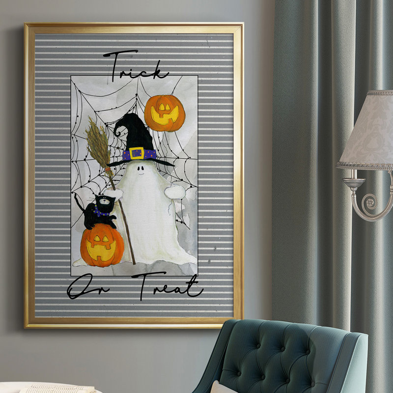 Reproduction encadrée de qualité supérieure Trick Or Traite - prêt à être accroché, Or, H 42,5 po x l 30,5 po x P 1 po