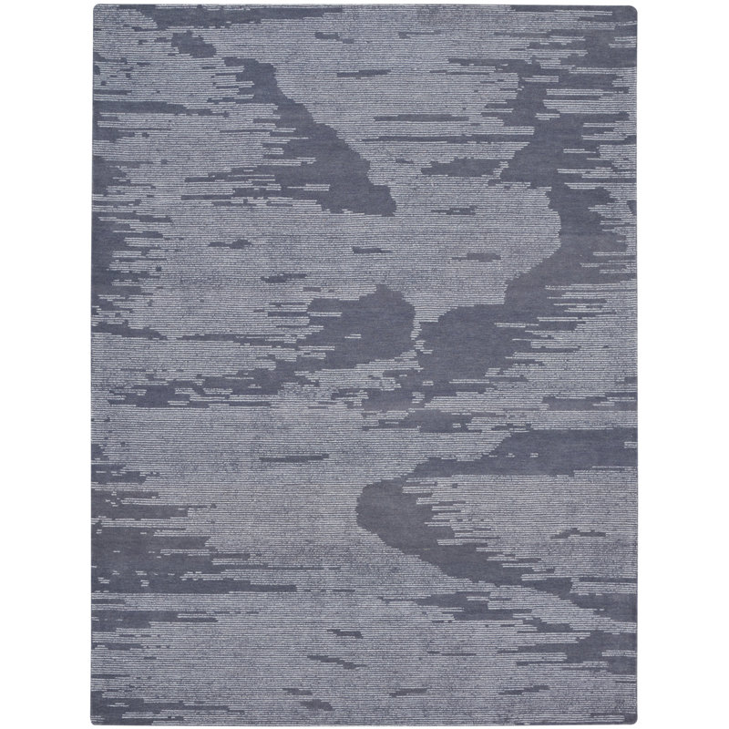 Abstract Area Rug in Blue/Ivory, Rectangle 7'9" x 9'9"