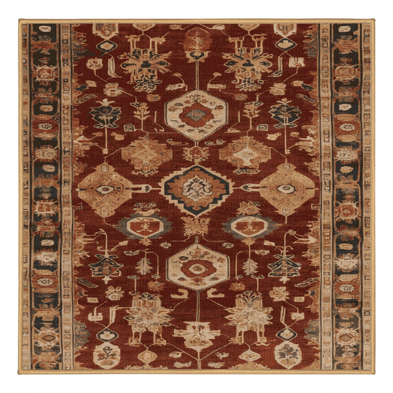 Tapis brun lavable à la machine, Carré 3 pi