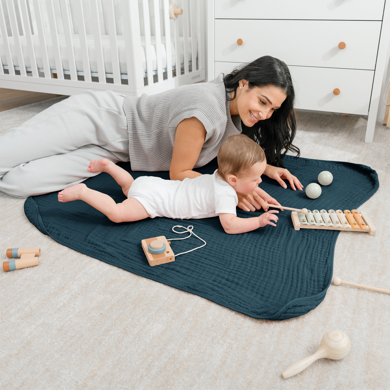Karlina Muslin Blanket, Baby, Neptune