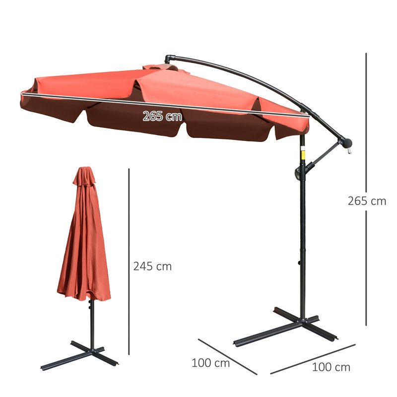 Brikene 265cm Tilt Cantilever Parasol, Red