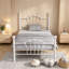 Ensemble de 2 lit plateforme simple en métal blanc Amberly avec tête de lit et pied de lit coquille-1728945534