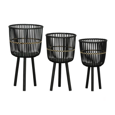 S/3 BAMBOO FOOTED PLANTERS 11/13/15"