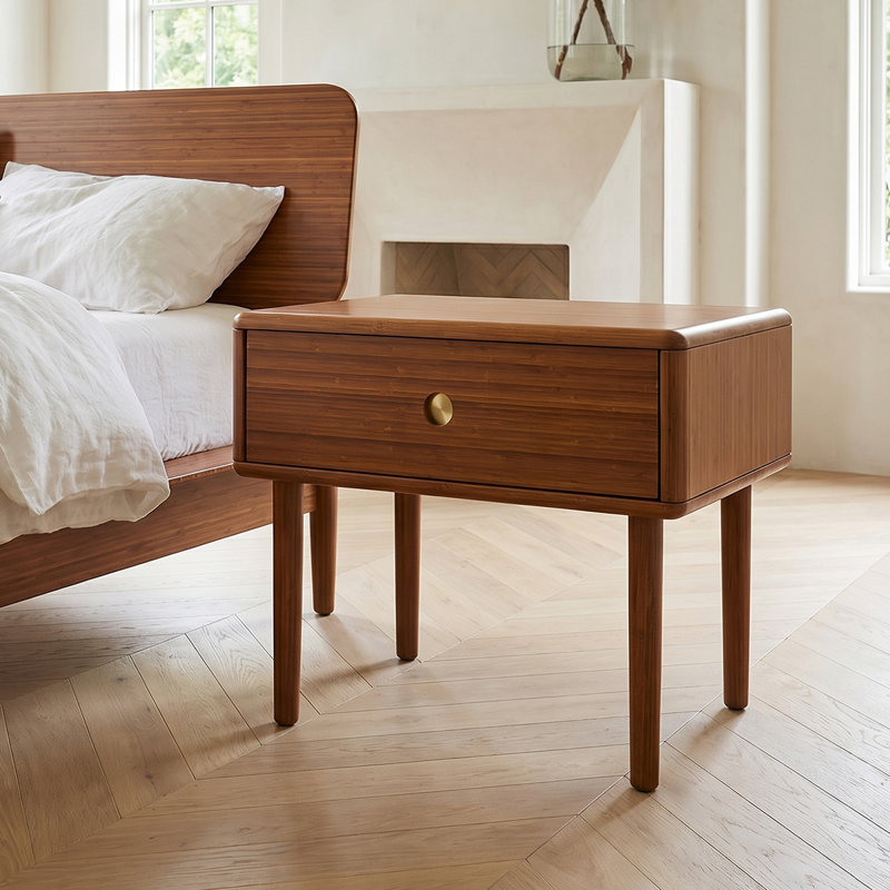 Mid-Century Modern Solid Wood Anna Nightstand, Brown