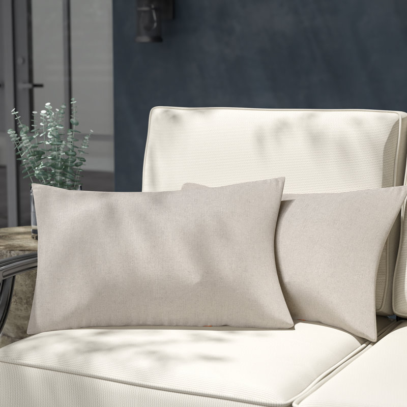 Quincy Striped Outdoor Reversible Throw Pillow, 13" x 20", Navy/Silver 
