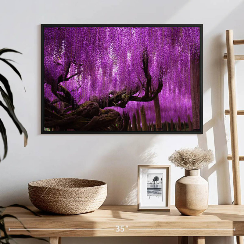 Wisteria Willow Tree, 25" X 17", Floating Frame Black