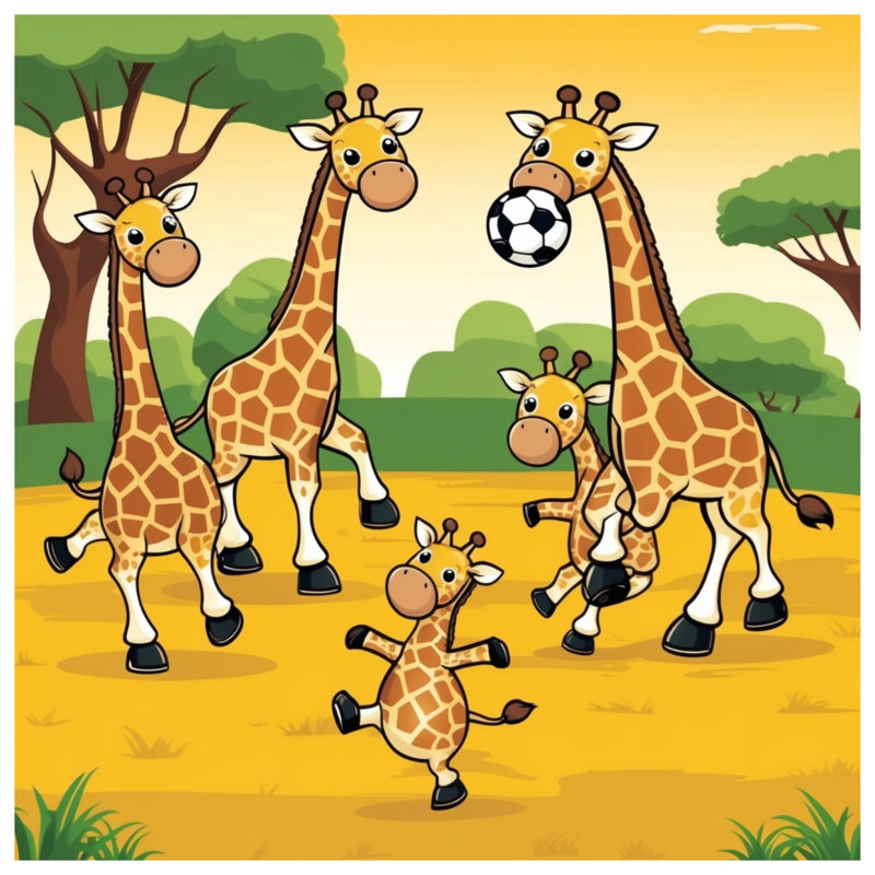 Giraffes Playing Soccer Comforter, Twin
