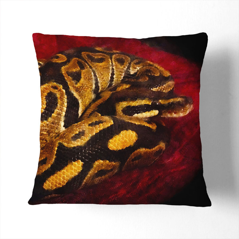 Python Snake Painting Square Throw Cushion, 55cm H x 55cm W x 20cm D, White