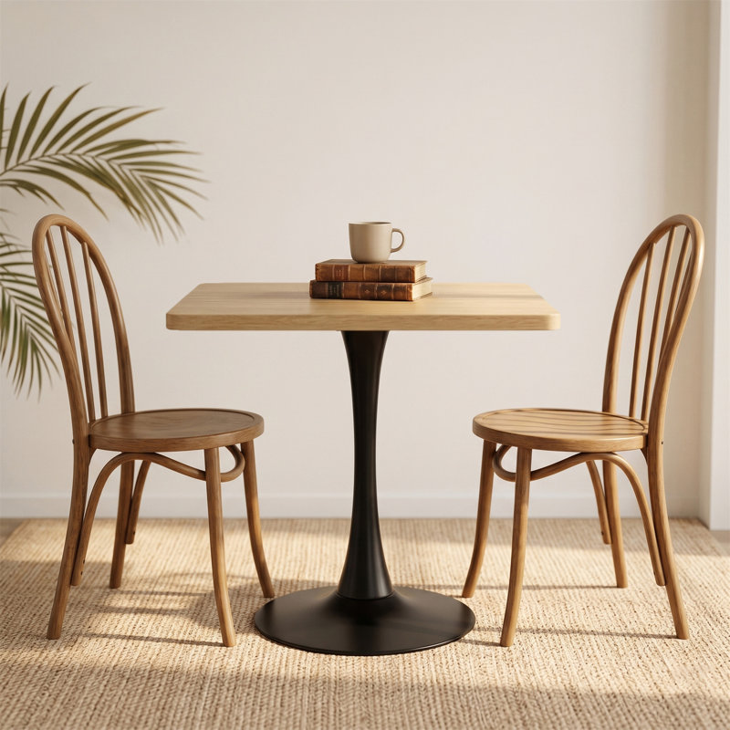 Table de salle à manger carrée, Naturel / Noir