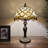 Bloomsbury Tiffany Table Lamp Beige Stained Glass Crystal Beans Included LED Bulb 12"W*12"D*21"H
