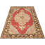 Tapis unique en laine noué à la main de style années 1960 de 7 pi 1 po x 11 pi 2 po rouge / jaune / noir / gris