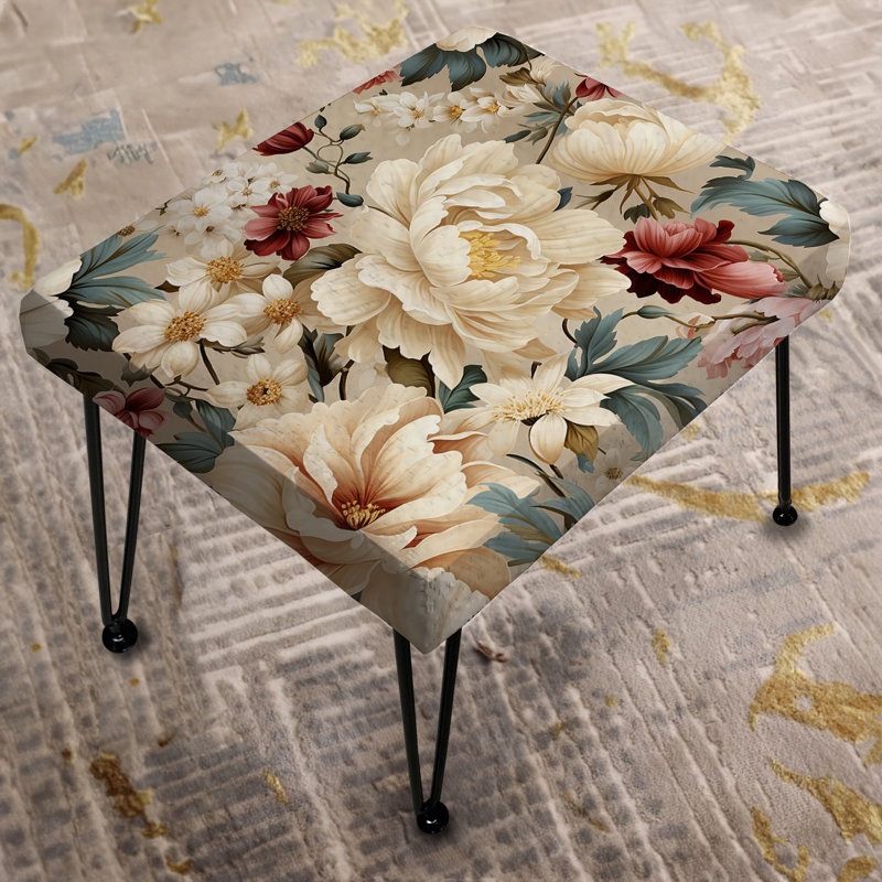 Antique Autumn Floral Elegance - Floral Rectangle Ottoman