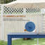 Ensemble de salle à manger d'extérieur en plastique 7 pièces avec 6 fauteuils et une table 69 po avec trou pour parasol 7 po-813250206