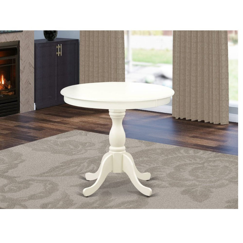 Table de salle à manger Antique Antique Modern, Blanc lin, Lin blanc, H 30 po x l 36 po x P 36 po