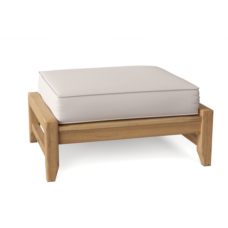 Somerset Outdoor Teak Ottoman, Canvas Canvas Sunbrella® Canvas
