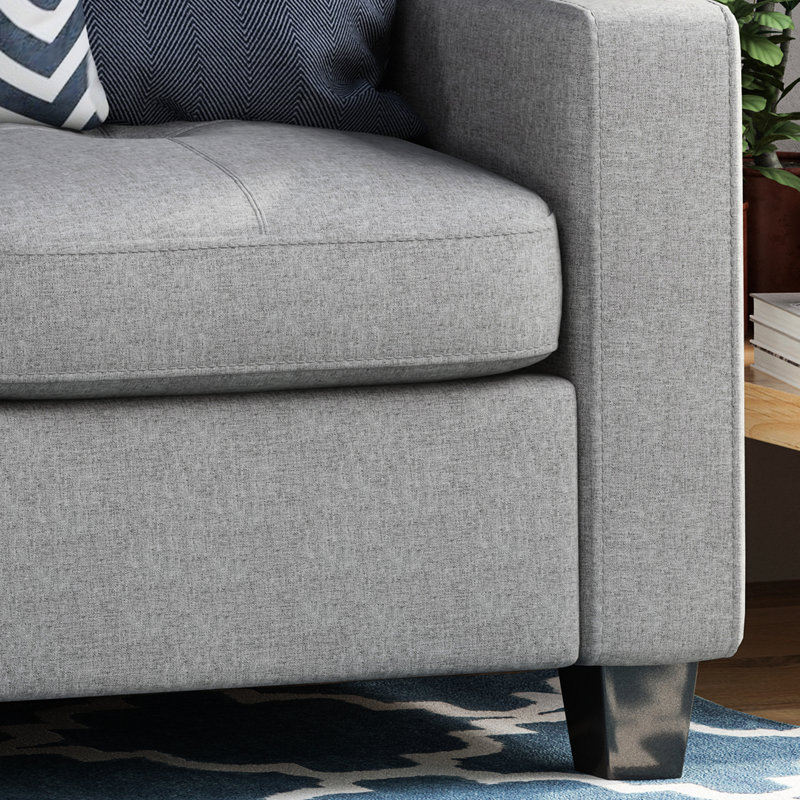 Three With Wood Legs - Grey Fabric Living Room Relax Seat Tempting Space