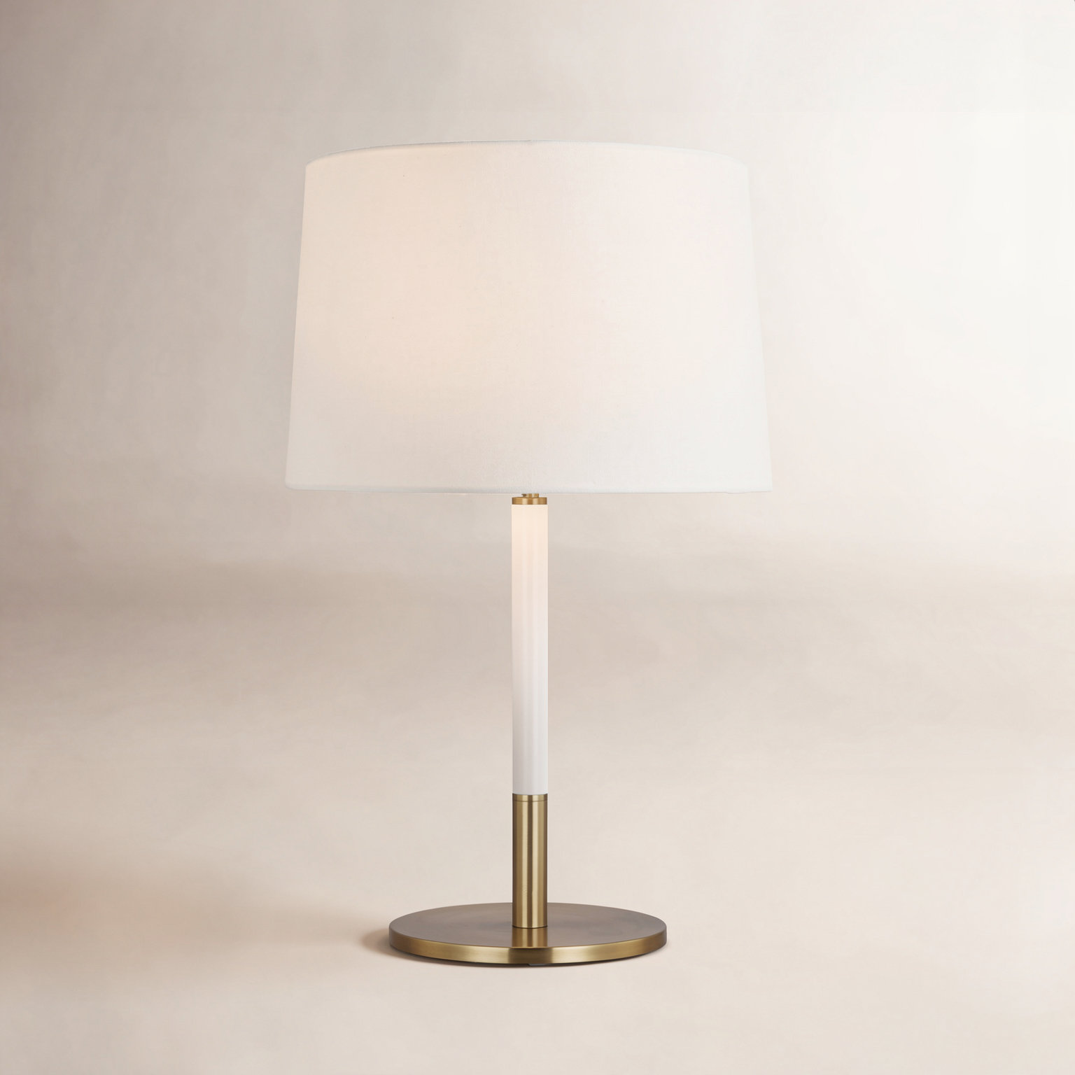 Metal Table Lamp, Burnished Brass White