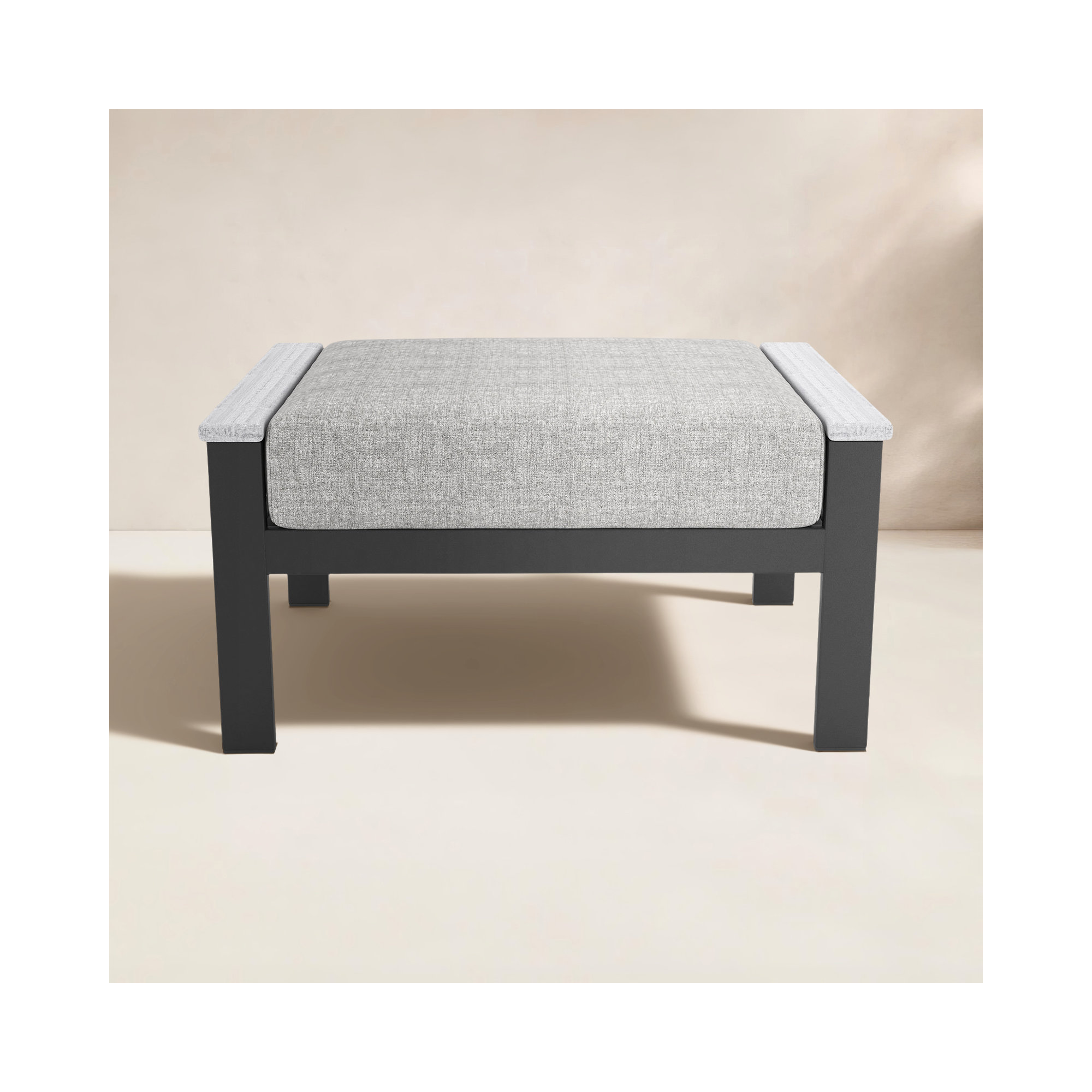 Townsend Outdoor Ottoman with Sunbrella® Cushion, Canvas Granite Sunbrella® Canvas