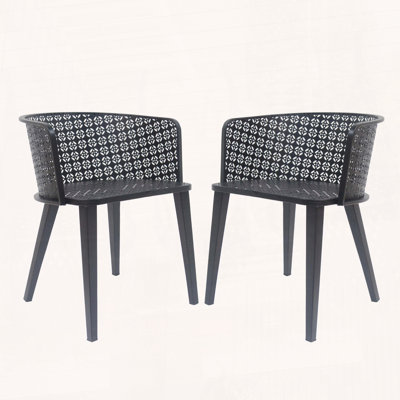 Iron Outdoor Dining Chairs Set of 2 with Rust-Resistant Frame