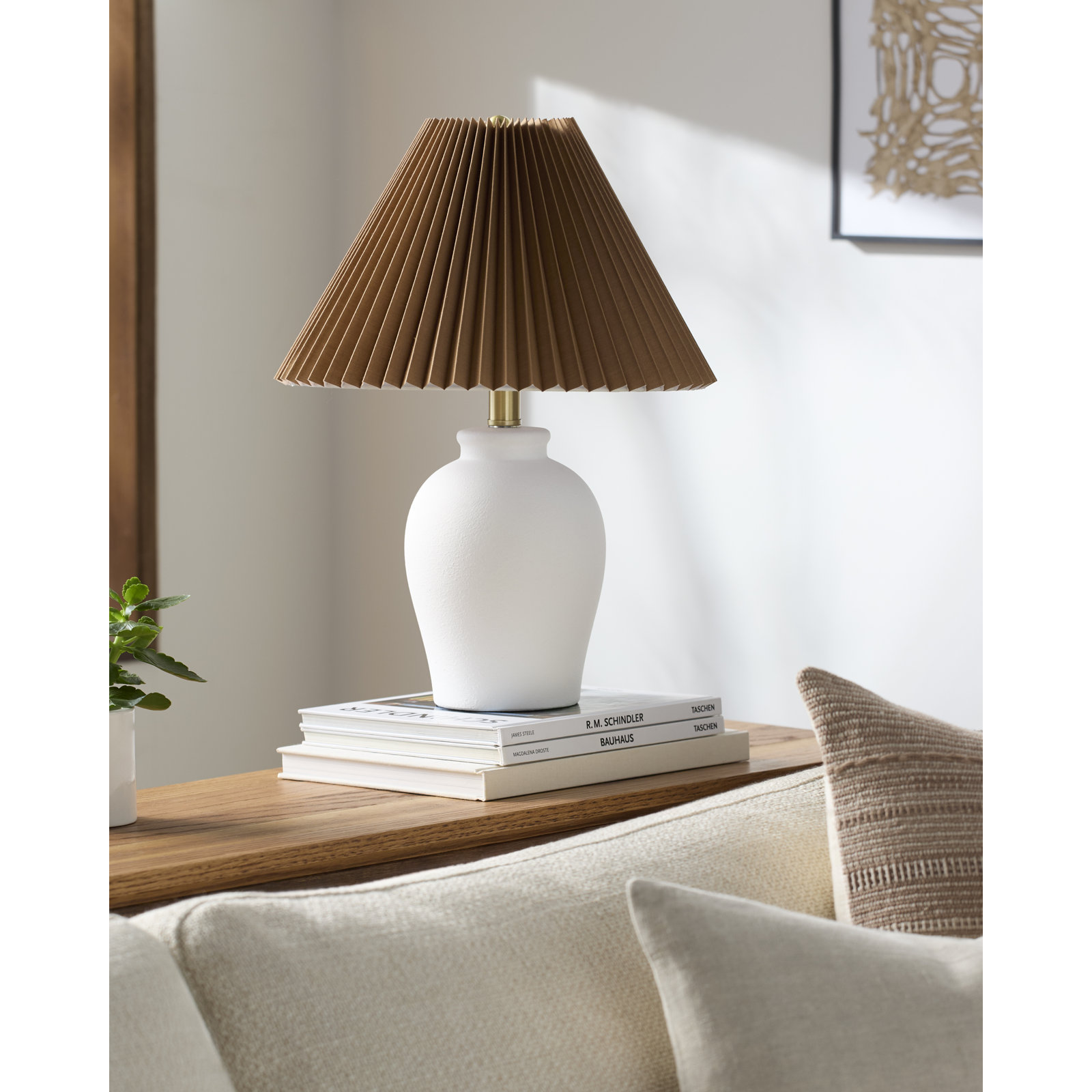  Chemise 19" Ceramic Table Lamp, White, Parchment, Brown