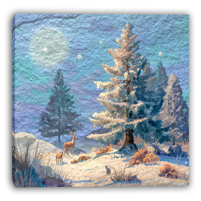 Moonlit Winter Clearing Wrapped Canvas Wall Art