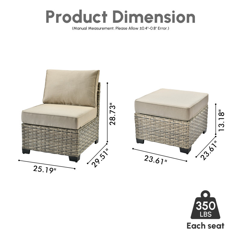 Wahkon Wicker Outdoor Ottoman, Beige