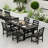  2 PC Elegant Outdoor Dining Black Chair,Heavy-Duty 300Lbs Capacity, Comfort Slatted Design-119602329