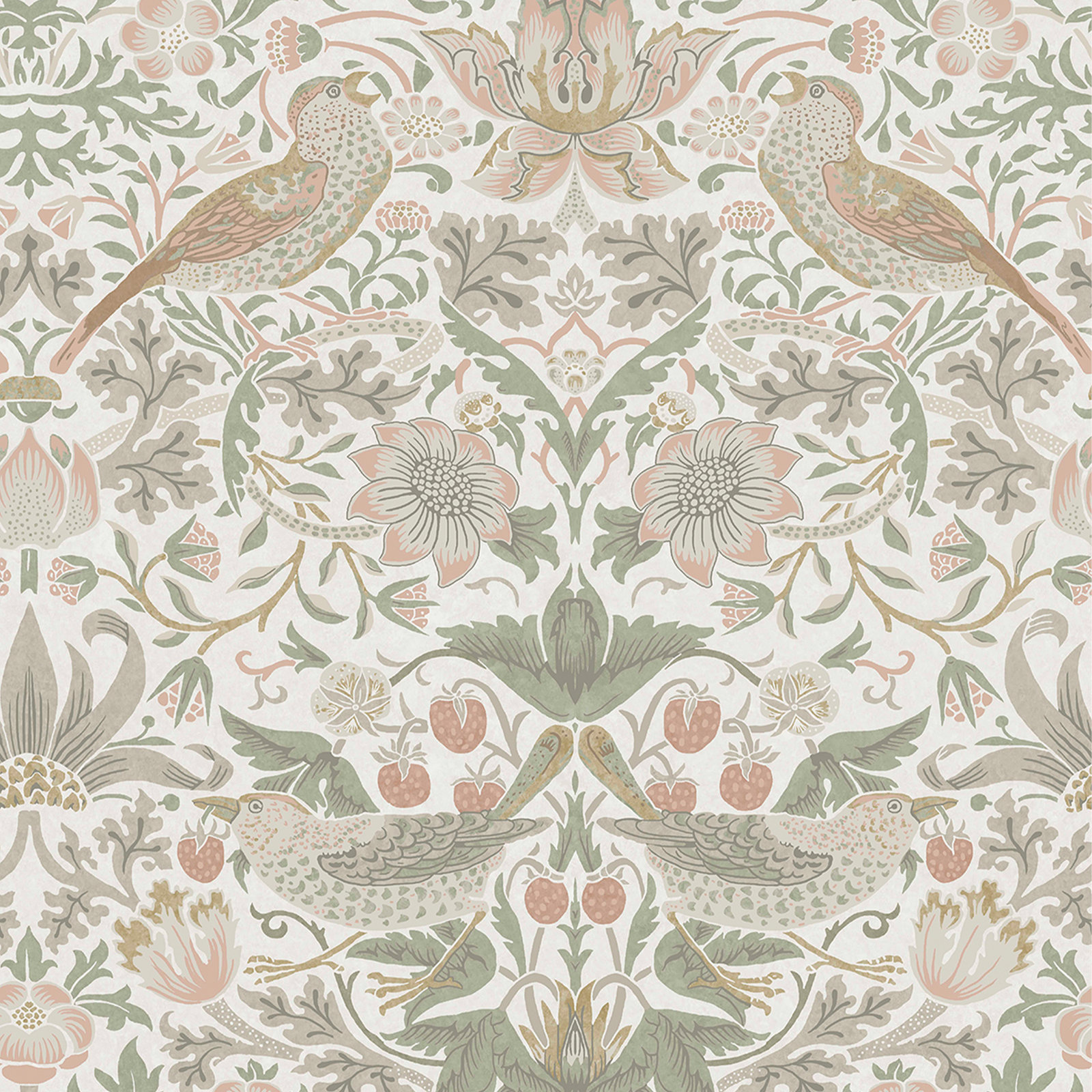 Floral Wallpaper, Sage/Pink
