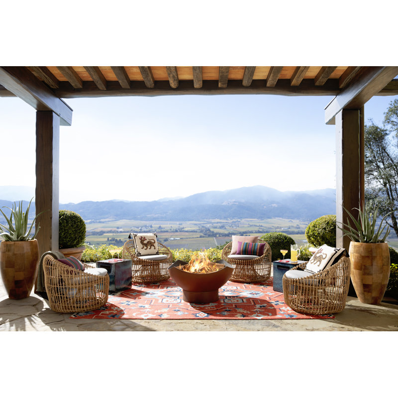 Nest Patio Chair with Cushions, Light Gray, Natural