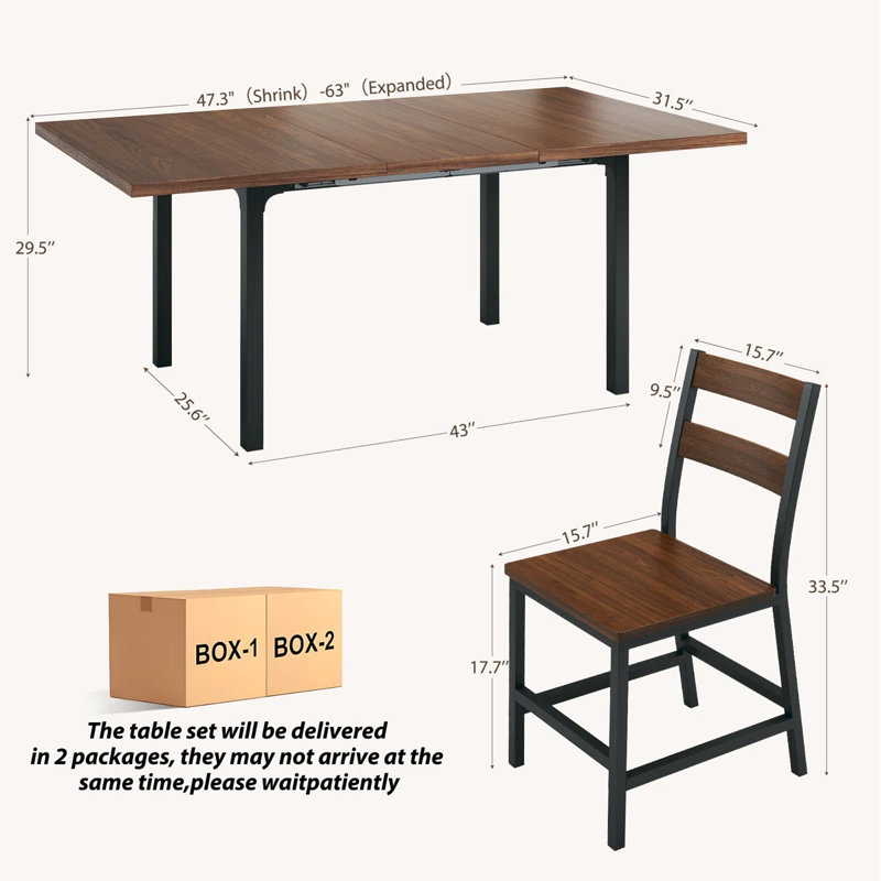 7-piece Dining Table Set, Extendable Tabletop