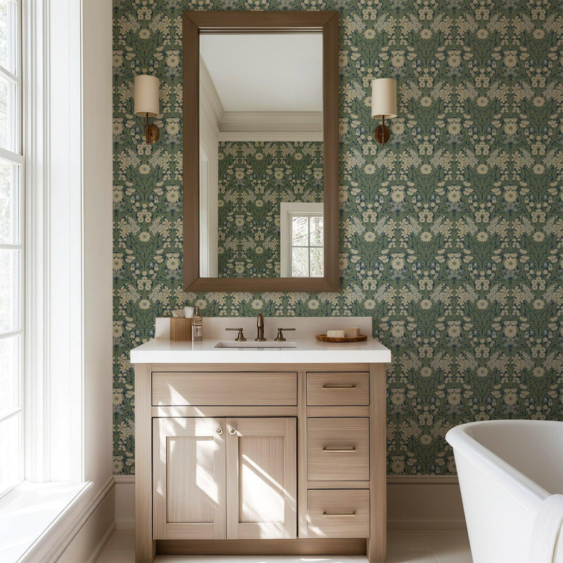Wild Meadow - Wallpaper, Navy Indigo, Faux Grasscloth