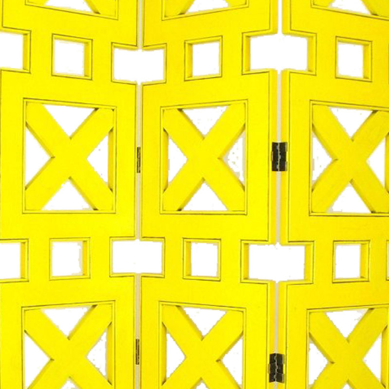 Cloison 3 panneaux pliables Audrinah, Jaune
