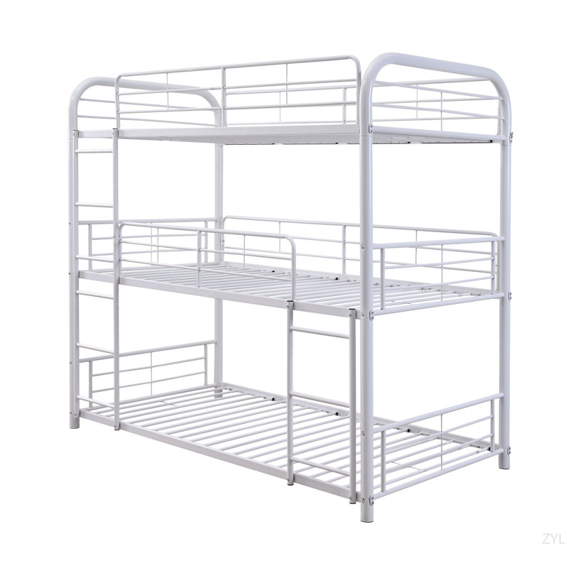 Lit double à finition chêne gris avec rangement, Blanc