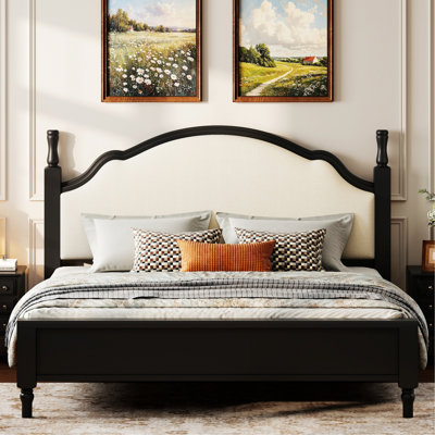Lit plateforme pour chambre à coucher avec tête de lit rembourrée, cadre de lit pour la maison