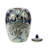Botanical Ginger Jar With Lid, Blue White Floral Motifs, 11 Inch