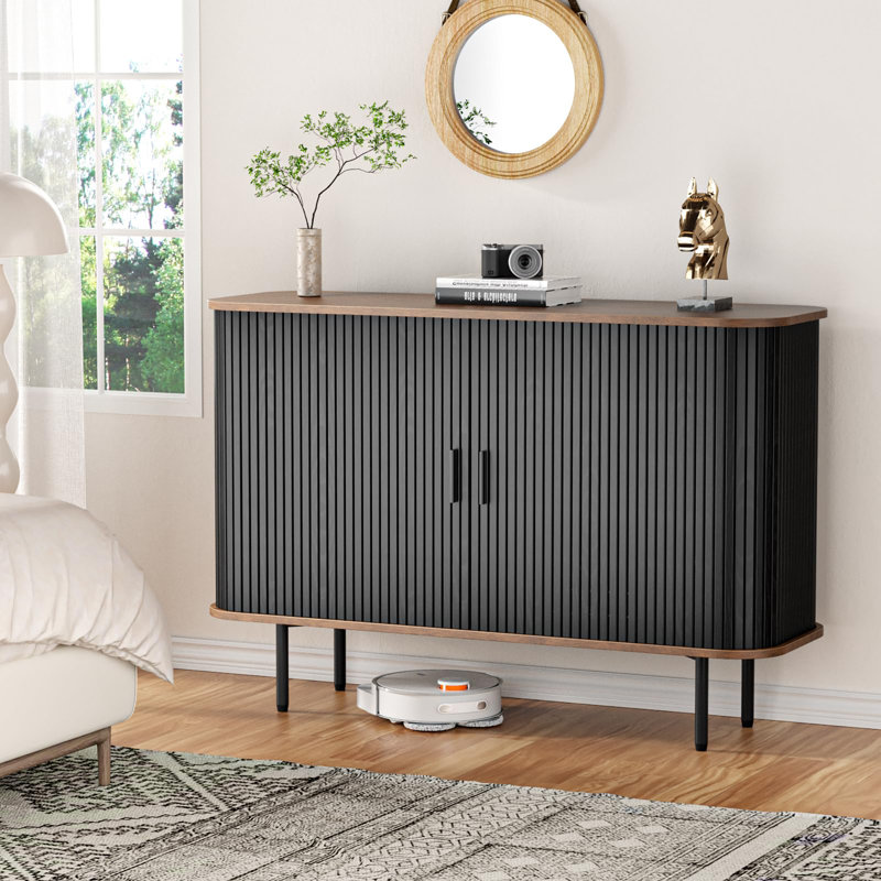 47''W x 32''H Storage Cabinet, Black