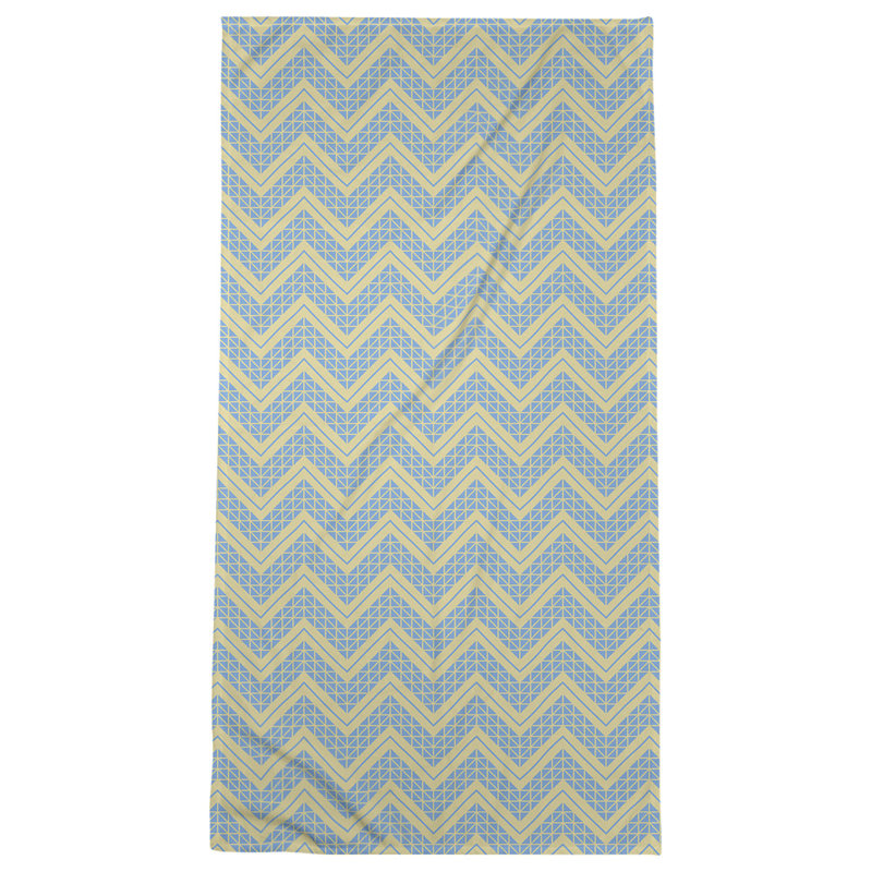 Serviette de plage à chevrons à la main classic Stephenie, Jaune / Bleu