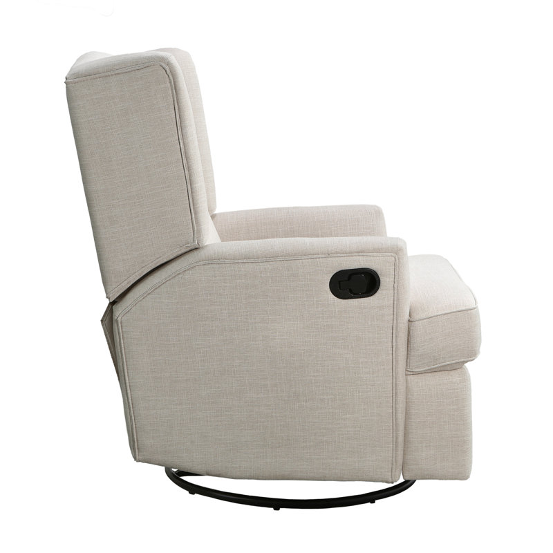 Swivel Reclining Glider, Oatmeal Polyester Blend