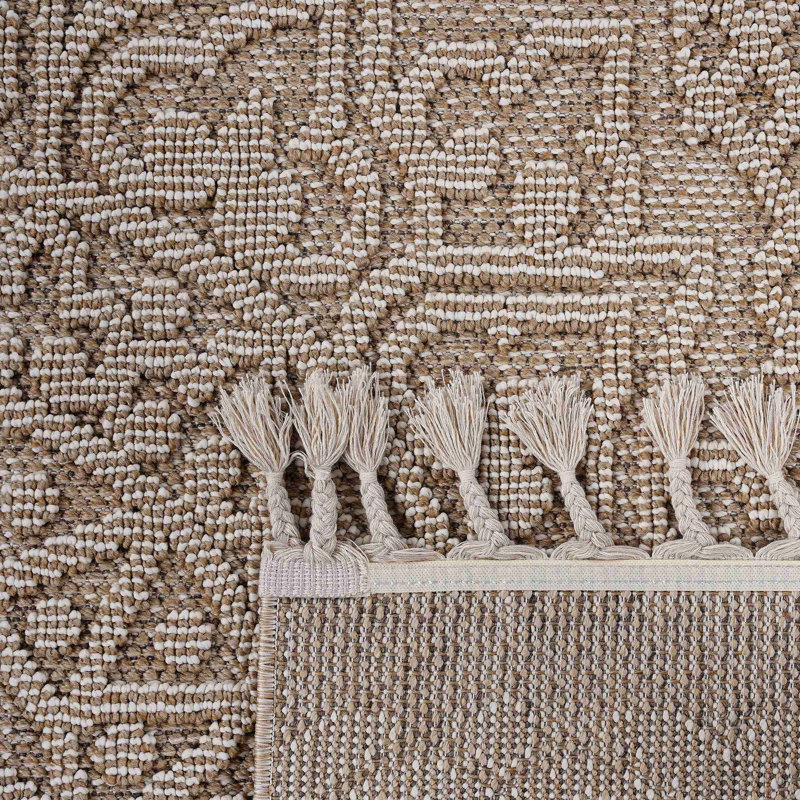 Collection Medallion Indoor/Outdoor Area Rug, Rectangle 4' x 6'2", Beige