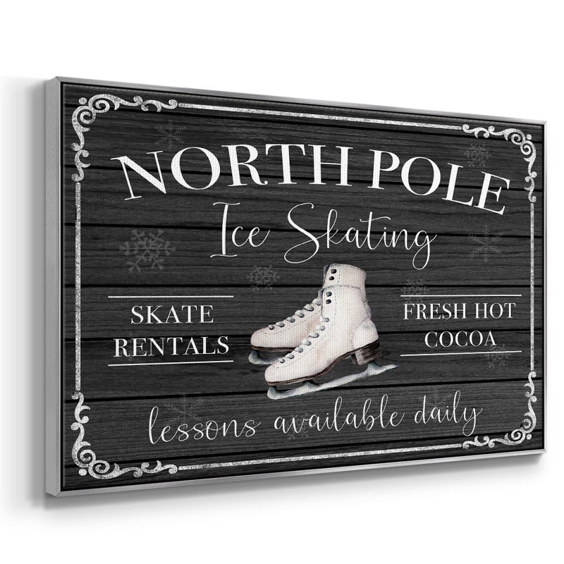 Patin à glace North Pole, H 17 po x l 25 po x P 2 po, Toile avec cadre argenté