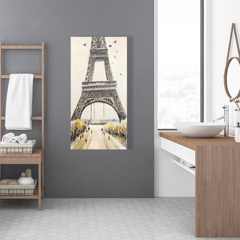 Eiffel Tower with Flying Birds - Gray Canvas Home Decor