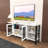 TV Stands For Living Room, Industrial TV Stand For Bedroom Furniture, Farmhouse TV Stand 80 Inch Television Stand , Modern Horizontal Wood And Metal Open Bookshelf-1339575720