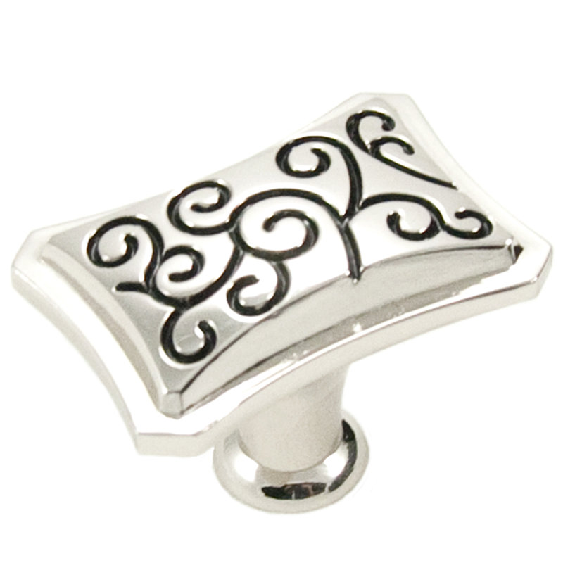 Palermo 1 5/8" Length Rectangle Knob, Polished Nickel with Black