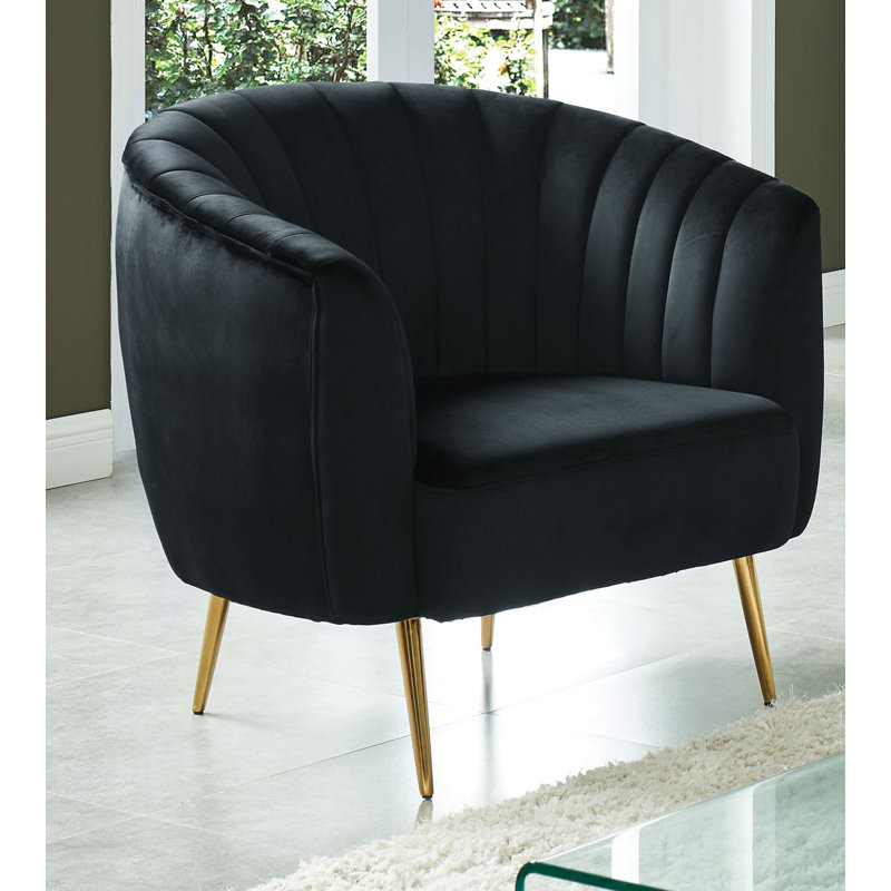 Parrish Upholstered Barrel Chair, Black Polyester Blend
