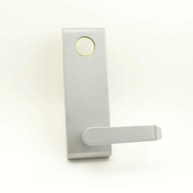 Keyed Door Lever, Aluminum, 3.7" H x 6.8" W x 7.7" D