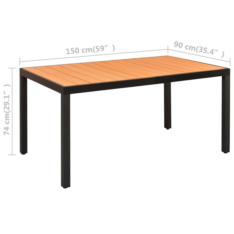 Rectangular 4 - Person Dining Set, Brown/Black